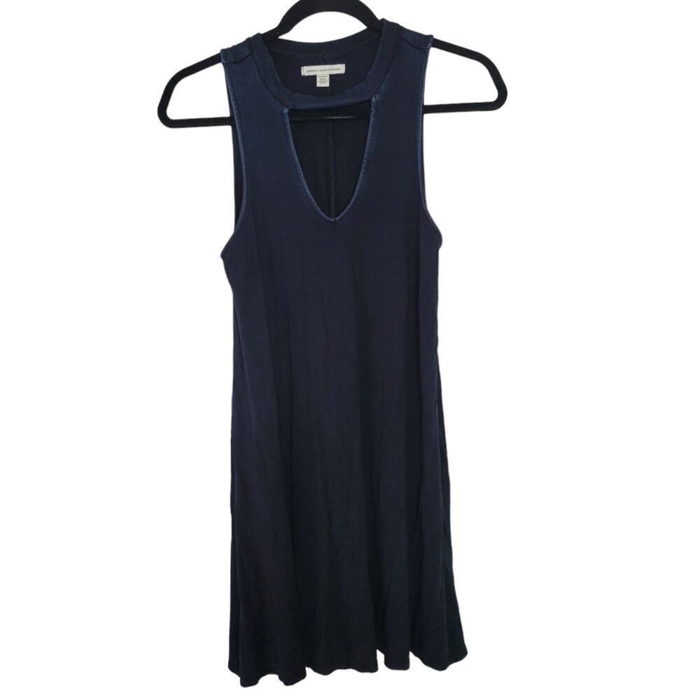 American Eagle Sleeveless Keyhole Weathered Navy Flow Tunic Dress Women Sz Small - Picture 8 of 9